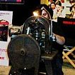 Personalizing dogtags at Paramount's display